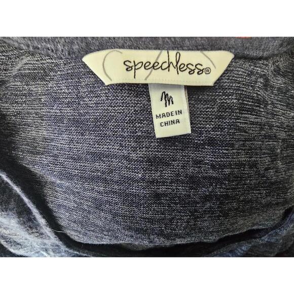 Woman's Speechless Long Sleeve Blue & Gray Dress Size Medium Fit & Flare - Picture 2 of 10